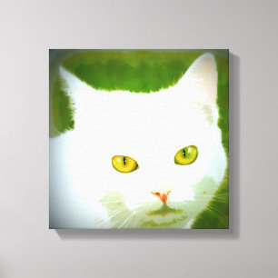 white kittycat canvas print