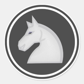 White Knight Chess Piece Classic Round Sticker