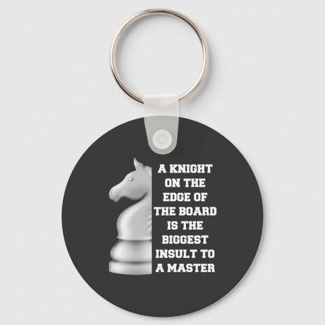 White Knight Chess Strategy Power Wisdom Master Keychain (Front)