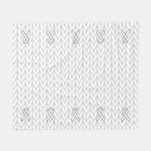 White Knit Ribbon Awareness Print Fleece Blanket