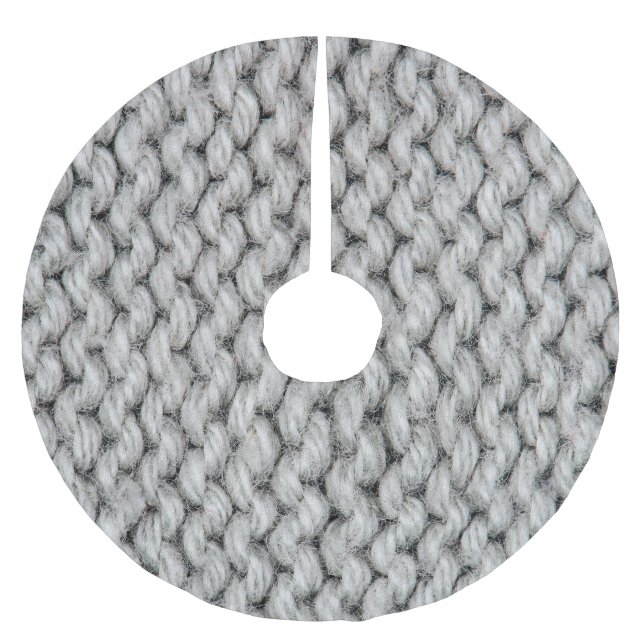 White knitted wool texture, close-up photo. brushed polyester tree skirt (Front)