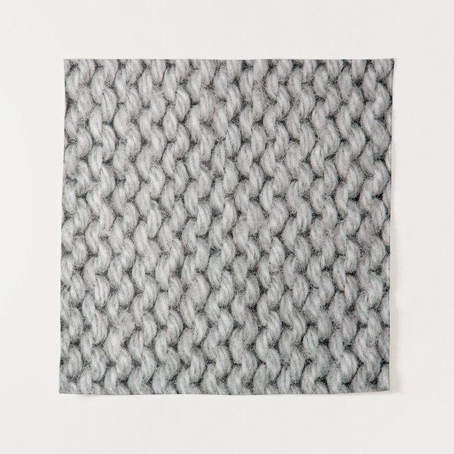 White knitted wool texture, close-up photo. tapestry (Front)
