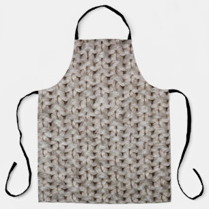 White knitting wool: cozy texture. apron