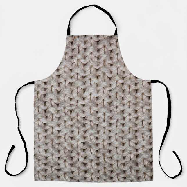 White knitting wool: cozy texture. apron (Front)