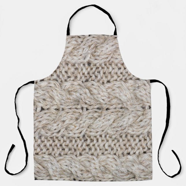 White knitting wool, texture background apron (Front)