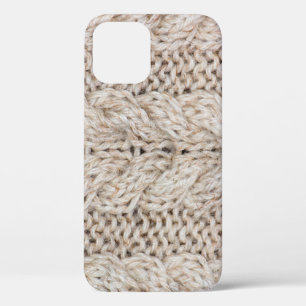 White knitting wool texture background. iPhone 12 case