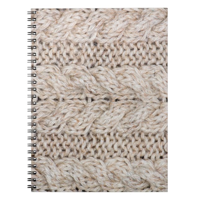 White knitting wool texture background. notebook (Front)
