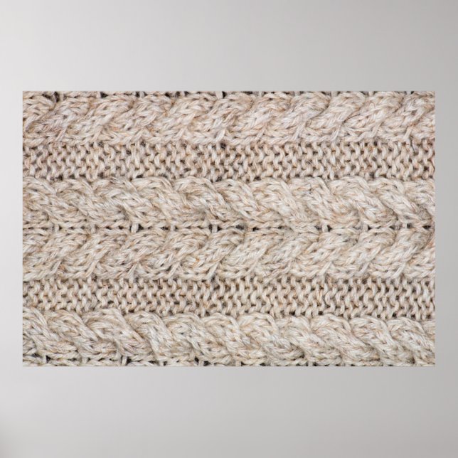 White knitting wool texture background. poster (Front)