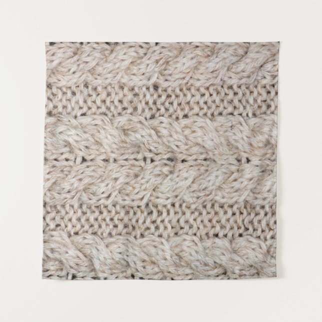 White knitting wool texture background. tapestry (Front)