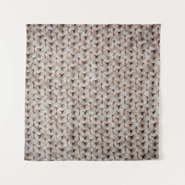 White knitting wool texture background. tapestry (Front)