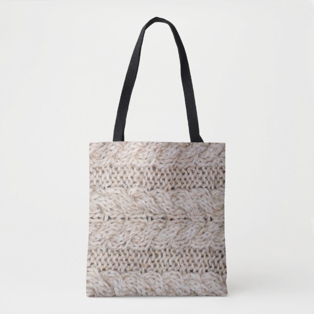 White knitting wool texture background. tote bag (Front)