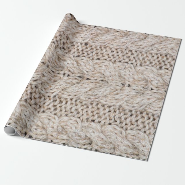 White knitting wool texture background. wrapping paper (Unrolled)