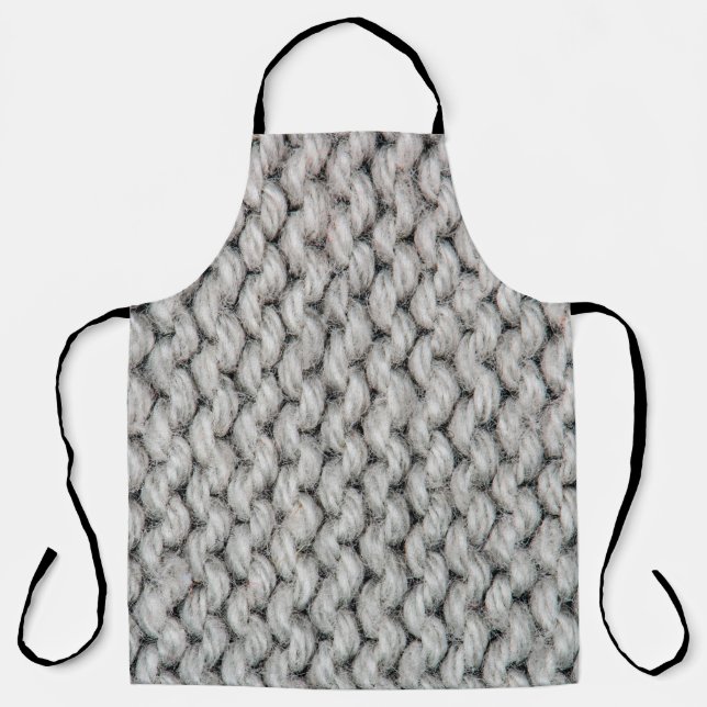White knitting wool texture closeup photo backgrou apron (Front)