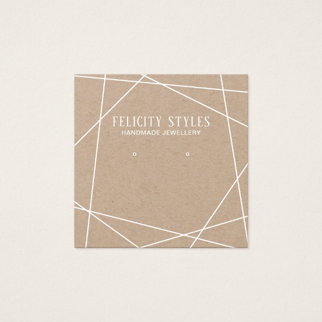 White Kraft Geometric Frame Earring Display Card (Front)