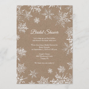 White & Kraft Snowflakes Winter Bridal Shower Invitation
