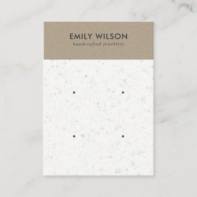 WHITE KRAFT TERRAZZO 2 STUD EARRING DISPLAY CARD (Front)