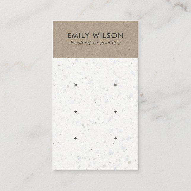 WHITE KRAFT TERRAZZO 3 STUD EARRING DISPLAY CARD (Front)