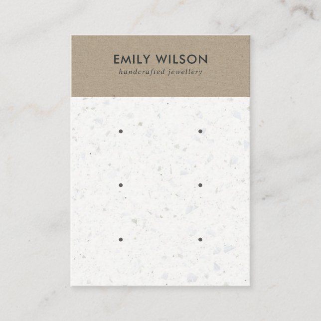WHITE KRAFT TERRAZZO 3 STUD EARRING DISPLAY CARD (Front)