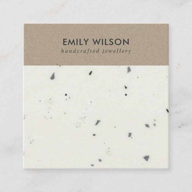 WHITE KRAFT TERRAZZO STUD EARRING DISPLAY CARD (Front)