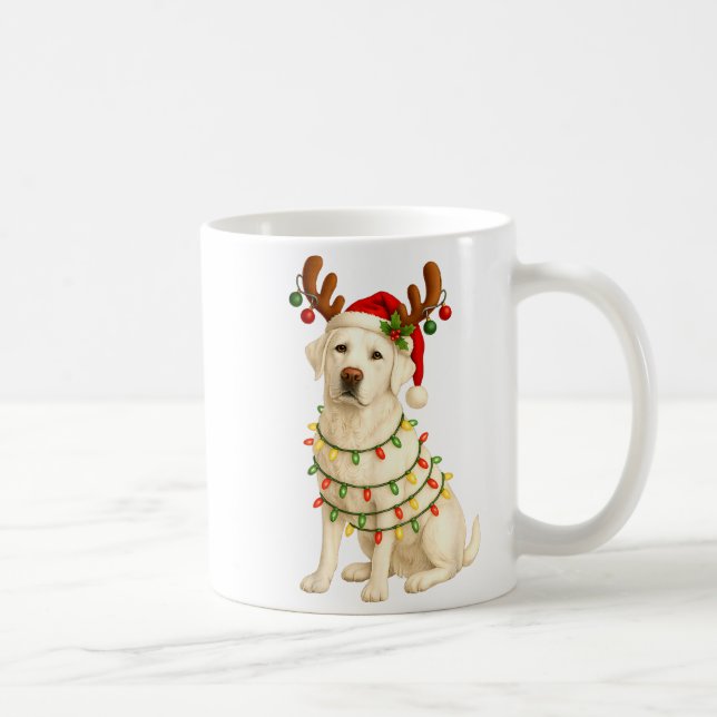 White Lab Christmas Tree Light Pajama Labrador Dog Coffee Mug (Right)