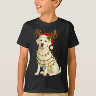 White Lab Christmas Tree Light Pajama Labrador Dog T-Shirt