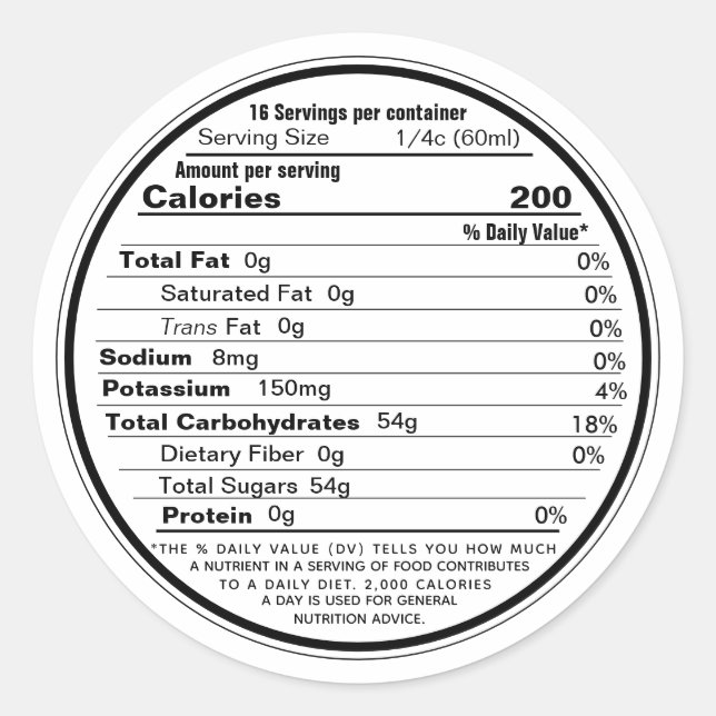 White Label Maple Syrup Nutrition 2020 (Front)