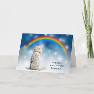 White Labradoodle Dog Night Lights Sympathy Holiday Card