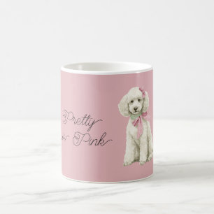 White Labradoodle Dog Pink Bows Coffee Mug