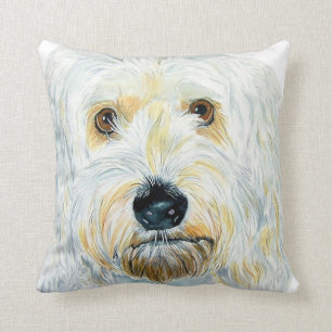 White Labradoodle Throw Pillow