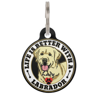 White Labrador Personalized Life Is Better Pet Tag