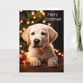 White Labrador Puppy Dog Christmas Card
