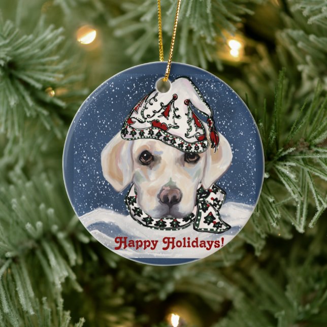 WHITE+LABRADOR+RETRIEVER  CERAMIC ORNAMENT (Tree)