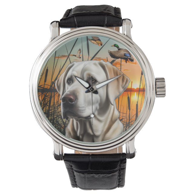 White Labrador Retriever Watch, Duck Hunting Watch (Front)