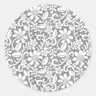 White Lace 1 Classic Round Sticker