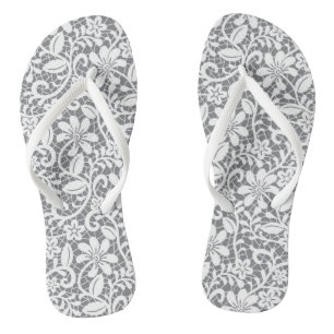 White Lace 1 Flip Flops