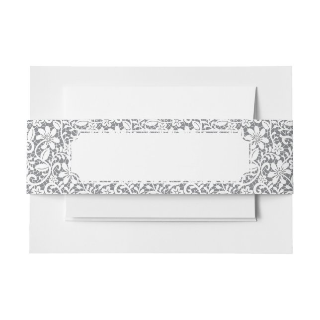 White Lace 1 Invitation Belly Band (Front Example)