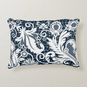 White lace 2 accent pillow