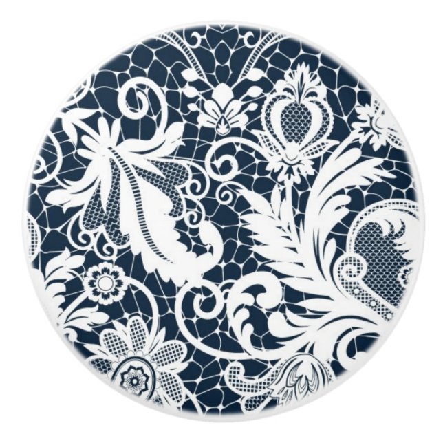 White lace 2 ceramic knob (Front)