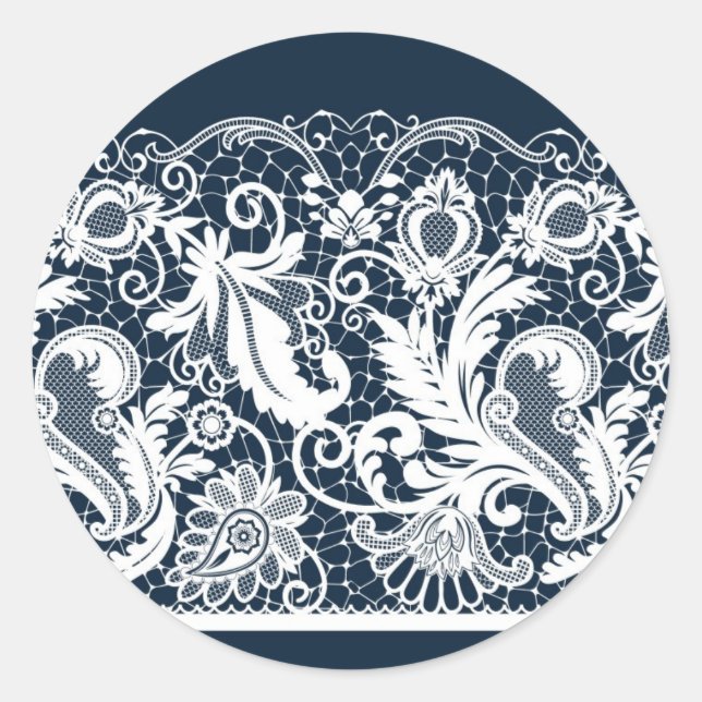 White lace 2 classic round sticker (Front)