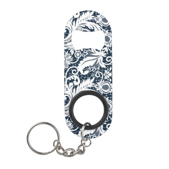White lace 2 keychain bottle opener (Front)