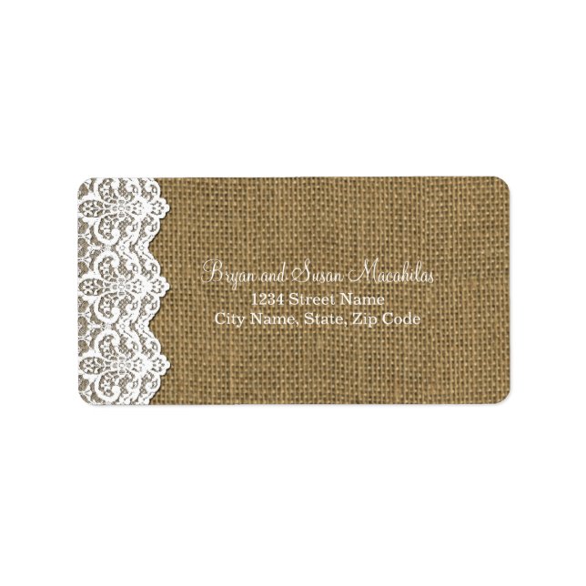 White Lace and Burlap Address Label (Front)
