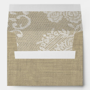 White Lace and Burlap Printed 2 Envelope