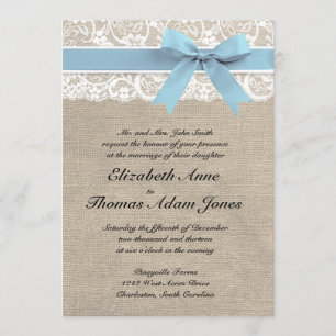 White Lace and Burlap Wedding Invitation- Capri Invitation