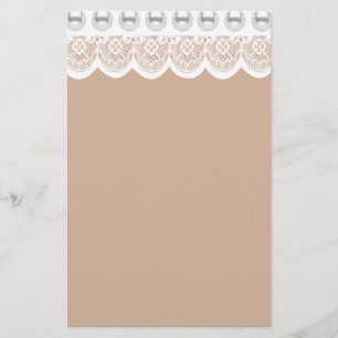 White Lace and Faux Pearls Stationery
