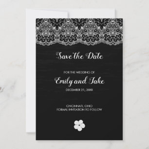 White Lace And Flower Save The Date