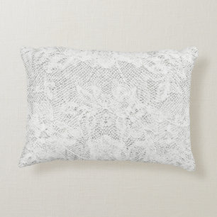 White Lace Background Decorative Pillow