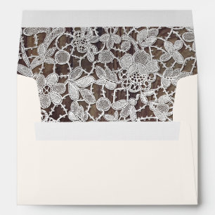 White Lace Barn Wood Custom Wedding Envelopes