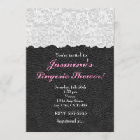 White Lace & Black Leather Party Invitation
