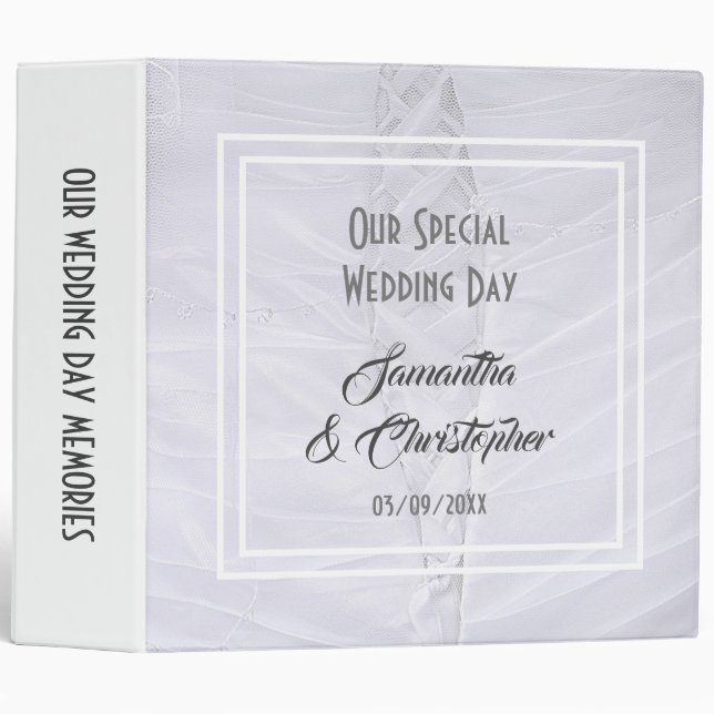 White lace  bridal wedding binder (Front/Spine)