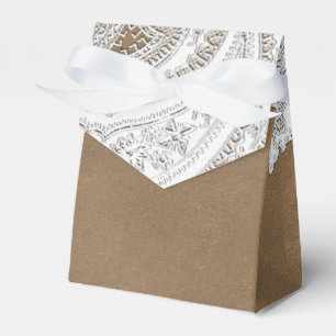 White Lace & Brown Rustic Chic Elegant Wedding Favor Box